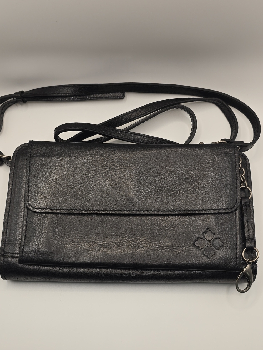 Patricia Nash Black Leather Women's Crossbody Wallet Bag